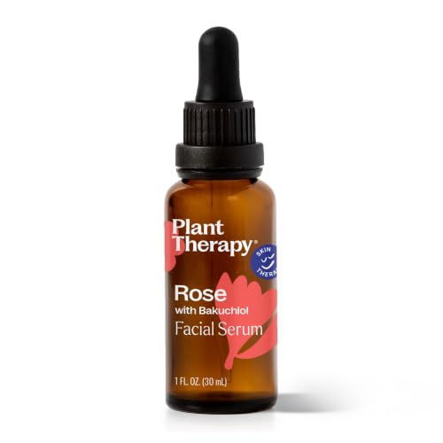 Plant Therapy Rose with Bakuchiol Facial Serum 1 oz with Rose Extract, Rosehip Seed Oil, and Carrot...