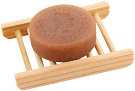 4 Pack Wood Bamboo Shower Soap Dish Set, Wooden Soap Saver Holder