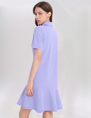 Image of Kissonic Women's Polo Dress Short Sleeve V Neck Ruffle Hem Casual Summer Golf Tennis Mini Shirt Dresses