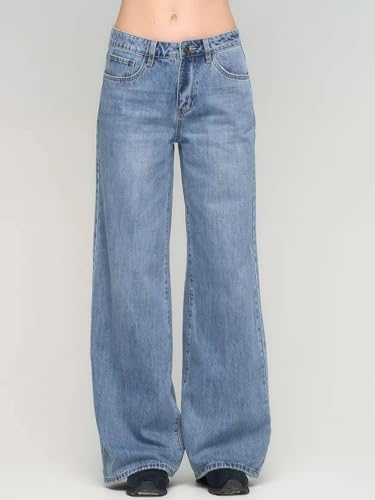 Image of KOTTY Women's Wide Leg Denim Jeans | Relaxed Fit High Rise Fashion Jeans for Casual Wear
