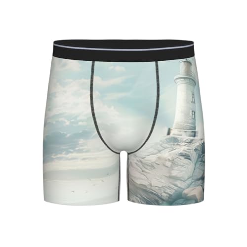 GUOLGP Lighthouse - Calzoncillos tipo bóxer para hombre, ropa interior elástica suave para uso diario, viajes, gimnasio, Negro, XXL