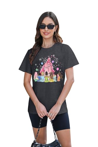 Magical Princess Shirts for Women: Magic Kingdom Tshirt Princess Shirt Funny Family Vacation Tee Casual Holiday Tee Top Dark Grey