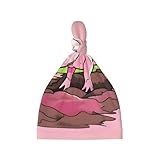 Newborn Baby Hat, Pink Piglet Print Soft Top Knot Beanie Cap, Cute Baby Headwear for 0-6 Months