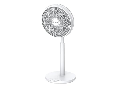 PUR LINE | Ventilador de Pie con Batería Recargable, Motor DC y 12 Velocidades – Oscilación Automática, Altura Ajustable, Temporizador 15h y Encendido con el Pie