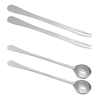 2 Stück Olivengabeln Und 2 Stück Löffel, Küchenutensilien, Besteck Mit Langem Griff, Besteck Aus Edelstahl, Essenslöffel, Gewürzlöffel