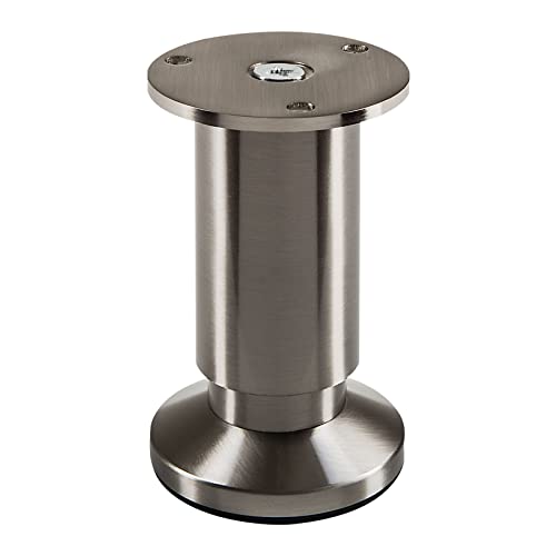 SOTECH Pied de Meuble Terra Hauteur 100 mm Aspect INOX brossé Pied d'armoire réglable en Hauteur jusqu'à Max. 15 mm, Charge jusqu'à 250 kg
