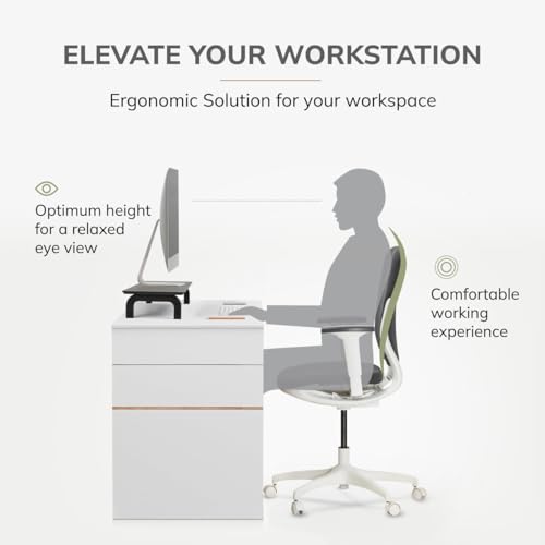 Image of Store 100Cm Long Wooden Monitor Stand with Storage Organizer for Desk Tables, Office, Home, Studio, Study Table | Monitor Stand Riser