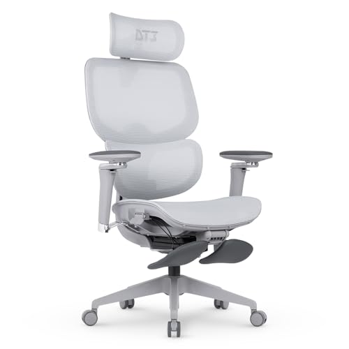 Cadeira de Escritório DT3 Ergonomie FT em Mesh Polytex™; Suporte lombar SpineSync, Encosto 5 pontos ajuste de altura, Apoio cabeça 4D, Apoio braço 5D 360º, Apoio de pé dobrável, certificada.
