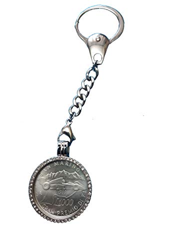 Moneda plata 1000 lira F1 San Marino 1989 llavero coleccionismo automovilismo