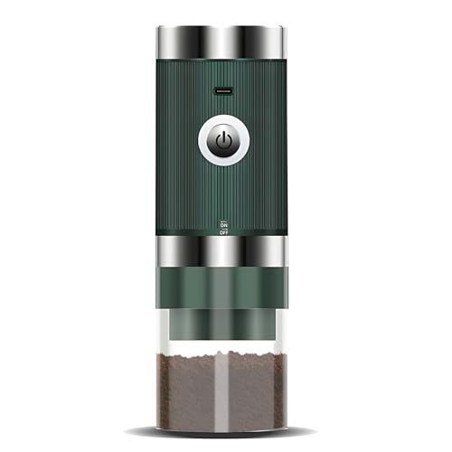 Opiniones de Molinillos de café eléctricos con conos - solo los mejores. 43 Molinillo de café eléctrico con 5 niveles de ajuste y parada automática, molinillo de café portátil con cable y recipiente transparente, carga tipo C para el hogar, la...