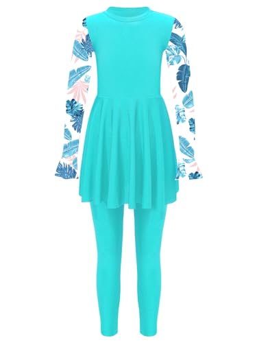 Kids Girls Rash Guard Swimsuit Long Sleeve Swim Dress with Pants Full Body Cover Sun Protection Beachwear3