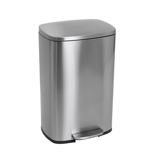 KITCHEN MOVE Poubelle de cuisine à pédale 50L Design ADMIRAL en acier Inox brossé avec seau et fermeture douce