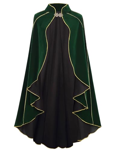 Mittelalterliches Kostüm, Damen-Accessoires, grüne Umhänge aus Samt, Renaissance, Kapuzenumhang, Halloween, Welttag des Buches, Kostüm für Damen...