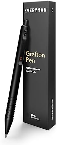 Everyman Black Grafton Pen, Luxury Metal Writing EDC Pen with Premium Gel Ink, Gift for Office, Business, Executive