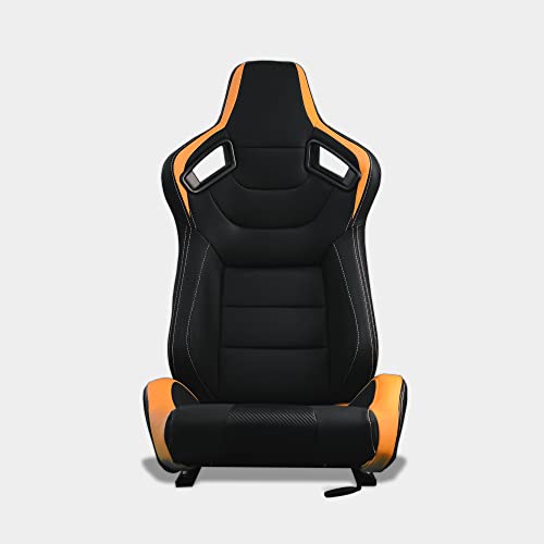 Modauto N771 Siège pilote voiture semi-baquet sportif avec rails pour voiture et simulateur de conduite Noir/orange