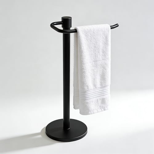 Upgraded Hand Towel Holder Stand Countertop Towel Rack Free Standing Towel Bar Hanger for Bathroom Kitchen Pro Max Matte Black