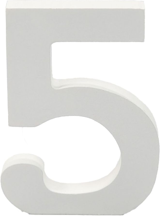6 Inch White Decorative Wooden Letters and Numbers (5)