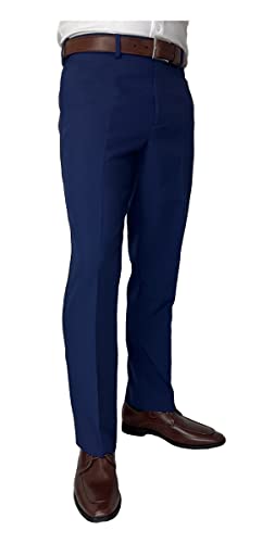 Sir Gregory Men's Fitted Flat Front Dress Pants with Expandable Waistband3
