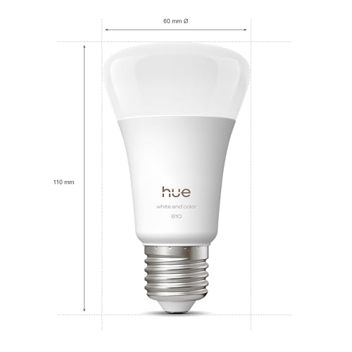 Philips Hue Ampoule LED connectée A60, White and color, Culot E27, 6 W, Spectre complet 1000-2000 K, 810 lumens, Intensité variable, Compatible avec Alexa, Google Assistant et Apple Home, pack de 2