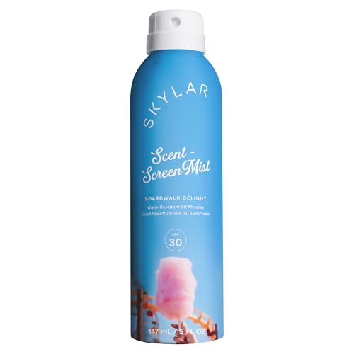 Skylar Sunscreen Mist, Broad Spectrum SPF 30, Water Resistant 80 Min, Vegan, Cruelty-free, Hypoallergenic, Safe for Sensitive Skin- Boardwalk Delight, 5oz
