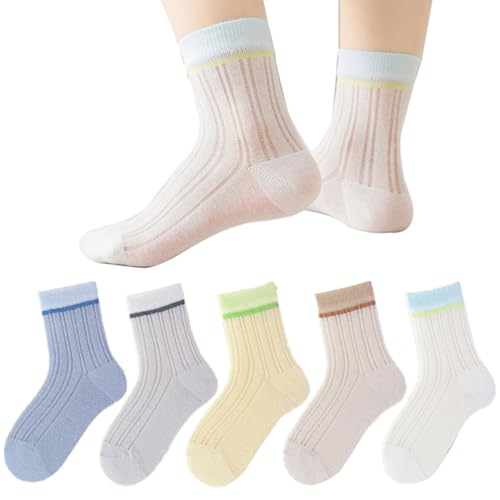 5 Pairs Toddler Boys Girls Socks Summer Breathable Mesh Kids Cotton Socks