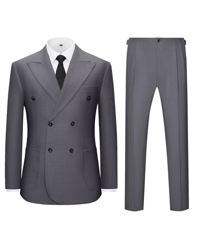 Mens Suit 3 Piece Slim Fit Double Breasted Tuxedo Suits Blazer Jacket Vest Pants Set Formal Wedding Prom Tux Sets for Men3