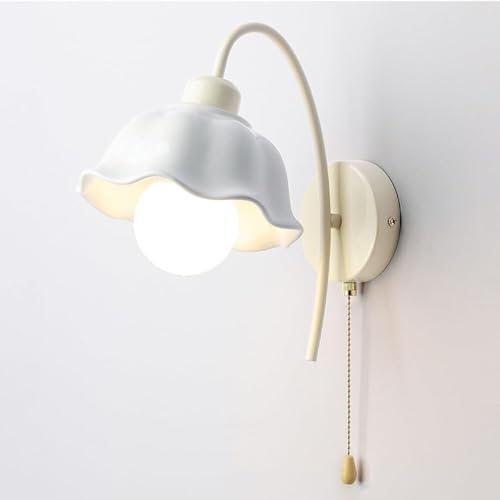 Lampe de lecture murale blanche E27 luminaire céramique moderne avec interrupteur à tirette