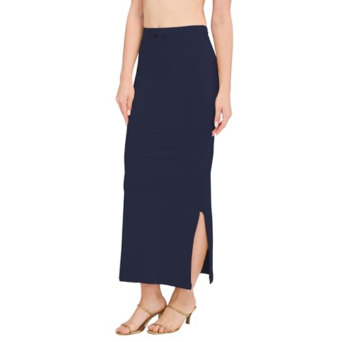 Image of DESI GIRL Cotton Lycra Stretchable Saree Shapewear Petticoat with Drawstring for Women | Fishcut Saree Petticoat with Side Slit for Easy Movement | Saree Shaper | Long inskirt