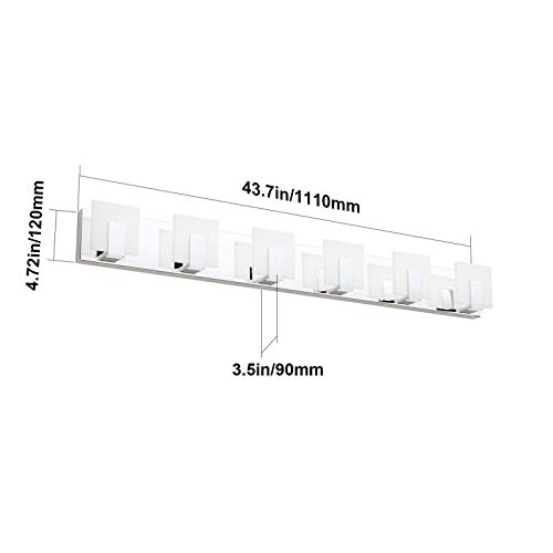 Aipsun 6 Lights Dimmable Modern Led Bathroom Vanity Light Acrylic Stainless Steel Chrome Up And Down Bathroom Wall Light Over Mirror(White Light 6000K) #TOP6