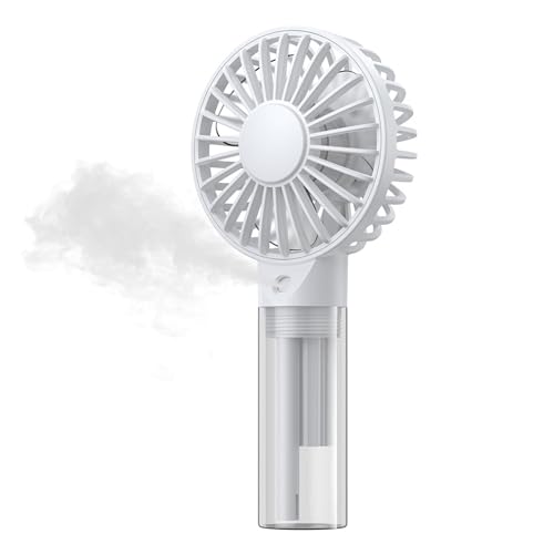 LaiYN Ventilador Nebulizador Portátil De Mano, Recargable, De 2000 MAh, con Pulverizador De Agua A Batería, Plegable.(White)
