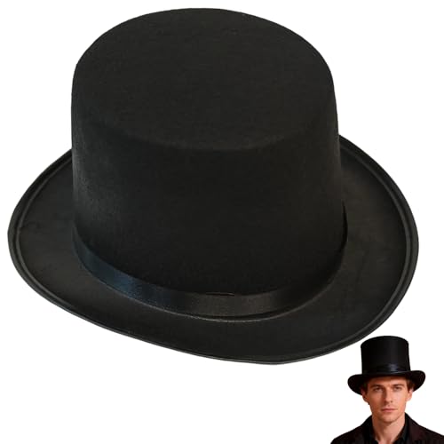 Ram Adult Black Velour Top Hat Victorian Magician Hat Ringmaster Fancy Dress Halloween Cabaret Cosplay Hat