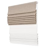 SLKWDOBD Day Night Roman Shades, 2 in 1 Blackout & Light Filtering, Cordless Linen Roman Blinds for Windows, UV and Privacy Protection, Noise Reduction, Thermal Insulation, Light Brown, Custom Size