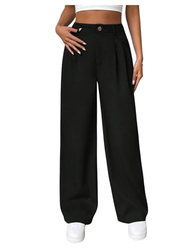 Milumia Women's Pleated High Waisted Wide Leg Pants Casual Long Trousers Casual Business4