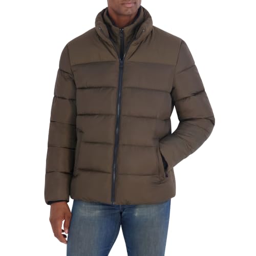 Image of Nautica Men's Ripstop Puffer Jacket - Water Resistant Bib Front Insulated Winter Coat
