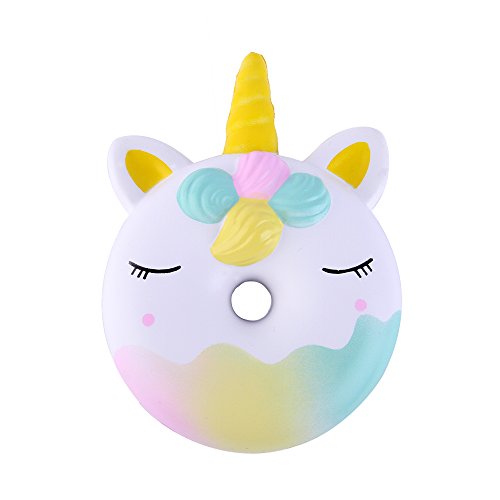 Anboor Squishies Unicorn Doughnut Slow Rising Squeeze Toys Stress Reliever Kawaii Sugar Scented Squishies Toys Prime Gift Collection 1 Pcs Colorful