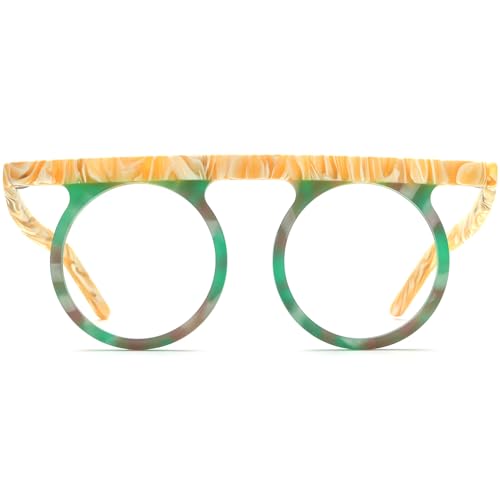 Image of HEPIDEM Multicolor Acetate Glasses Frame Women,Round Vintage Retro Optical Eyeglasses 9339