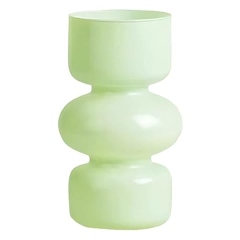 Glass Hydroponic Flower Vase, 7 Inches Colored Glass Bubble Vase for Flower, Three Layer Glass Funky Vase for Home Office Weddings Party Table Flower Decor (Milky Green) Cover