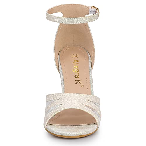 Image of Allegra K Women's Glitter Ankle Strap Stiletto Heels Sandals