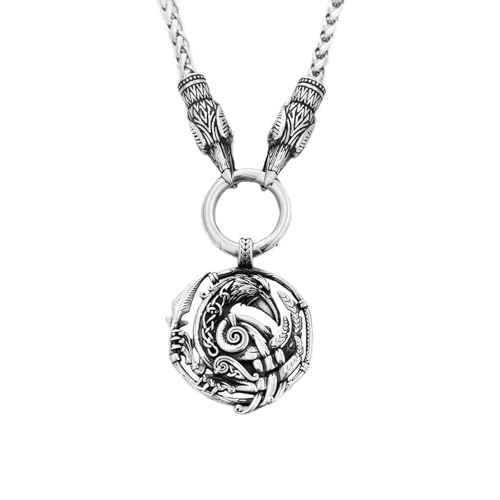 Collier corbeau Vikings pour homme avec chaîne impériale et amulette d'Odin rétro