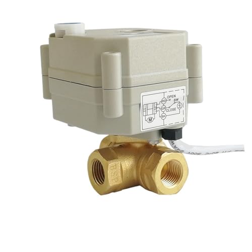 Válvula de bola eléctrica de 1/4" en latón de 3 vías con puerto T de CA/DC9V-24V 2