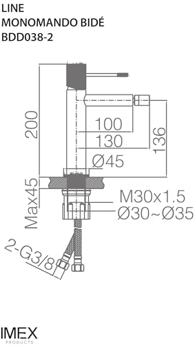 IMEX BDD038-2NQ LINE Grifo de Bidé Níquel