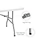 Aoeiye 6ft Folding Table Plastic Fold in Half w/Handle Heavy Duty Portable Indoor Outdoor for Garden Party Picnic Camping BBQ Dining Kitchen Wedding Market Events