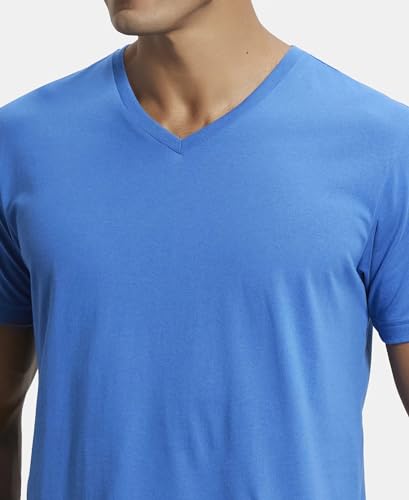 Image of Jockey 2726 Men's Super Combed Cotton Rich Solid V Neck Half Sleeve T-Shirt