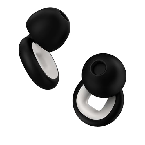 Tapones Oidos Ruido Dormir - Proteccion Auditiva Festivales,Concierto, Dj, Estudiar, Dormir, Viajar, Tapones para los oidos con bucle, Earplugs, cancelacion de ruido (Negro y Blanco, talla única)