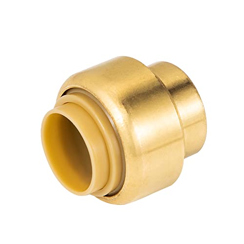 Breezliy 1,27 cm bleifreie Messing-Druckkappe, Endkappe, Push-Fit-PEX-Kappenbeschläge, Push-to-Connect Messing-Sanitärarmatur, PEX-Rohr, Kupfer, CPVC, PE-RT, HDPE, U514LFA (1 Stück) Cover