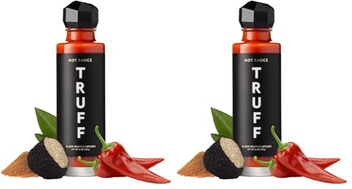Image of TRUFF Original Black Truffle Hot Sauce, Gourmet Hot Sauce with Ripe Chili Peppers, Black Truffle Oil, Agave Nectar, Unique Flavor Experience in a Bottle, 6 oz. (Pack of 2)