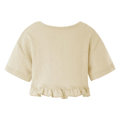 Little Girls Cotton Shrugs Sweater Short Sleeve Bolero Ruffle Cardigan Party Dress Shawls Cover Up2