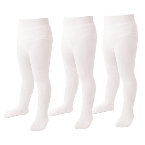 Image of Marchare Baby Girls Tights Thick Solid Cable Knit Leggings Winter Warm Stockings For Toddler Girls 1 /2 /3 /4 /5 Pack