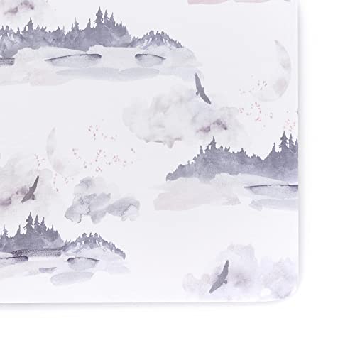 Image of Oilo Crib Sheet, Breathable, Fitted, Organic Cotton Jersey, 300 Thread Count, Machine Washable, Fits Standard Crib (28" x 52" x 6"), Toddler Bedding, Girl, Boy & Neutral Nursery Design, Misty Mountain