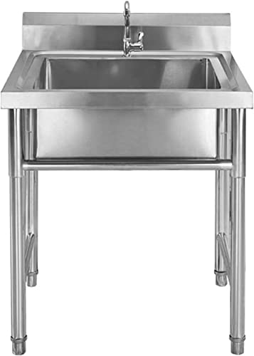 Fregadero Exterior Independiente de Acero Inoxidable Con Doble Seno,fregadero Utilitario de Preparación de Cocina Comercial Con Grifo Cuarto de Lavado Garaje Tina de Lavado,lavabo Simple Con Desagüe